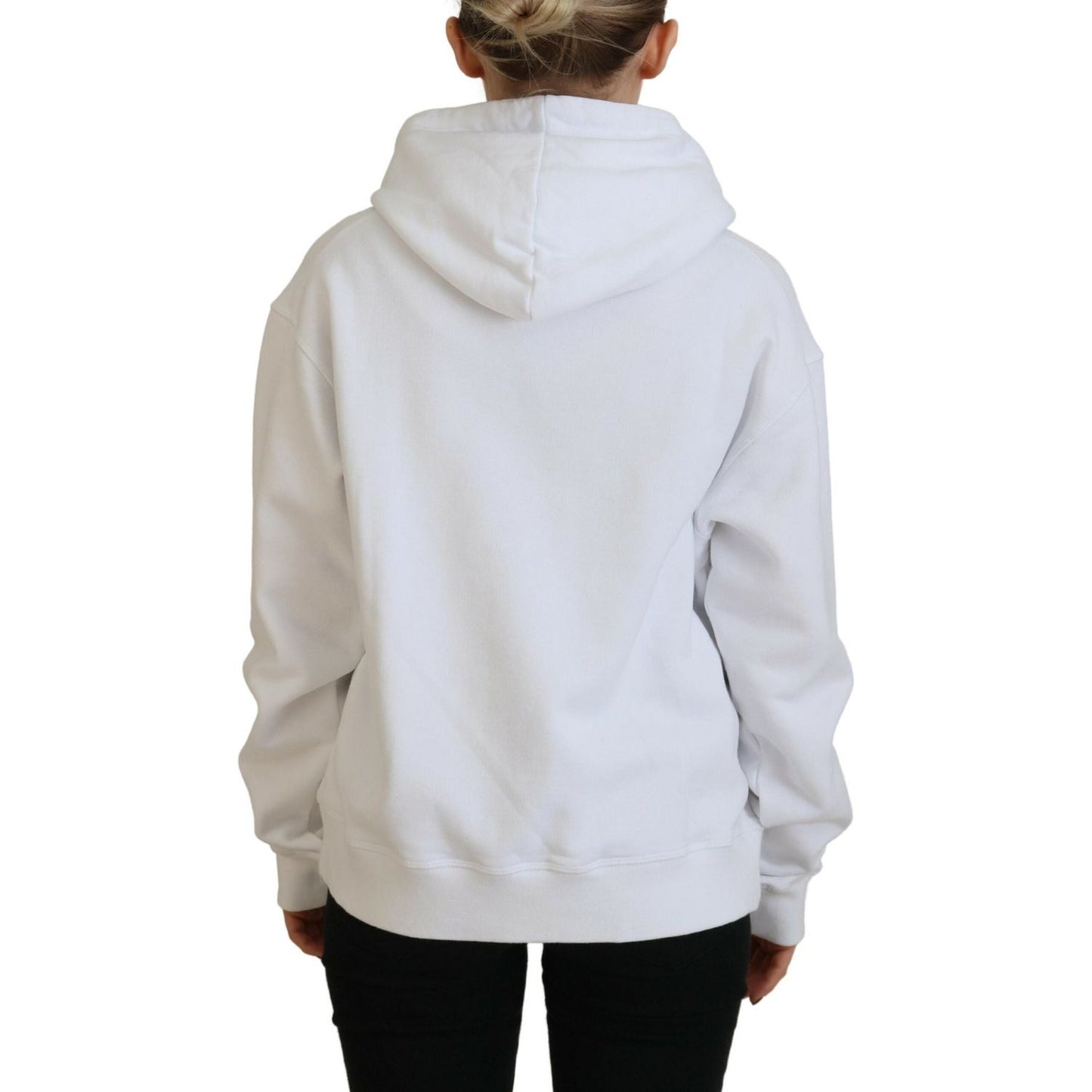 Dsquared² White Logo Patch Cotton Hoodie Sweatshirt Sweater TSH83458-38