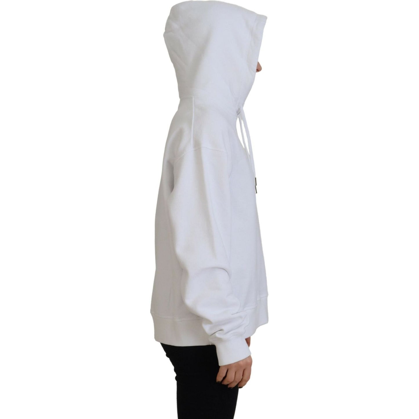 Dsquared² White Logo Patch Cotton Hoodie Sweatshirt Sweater TSH83458-38