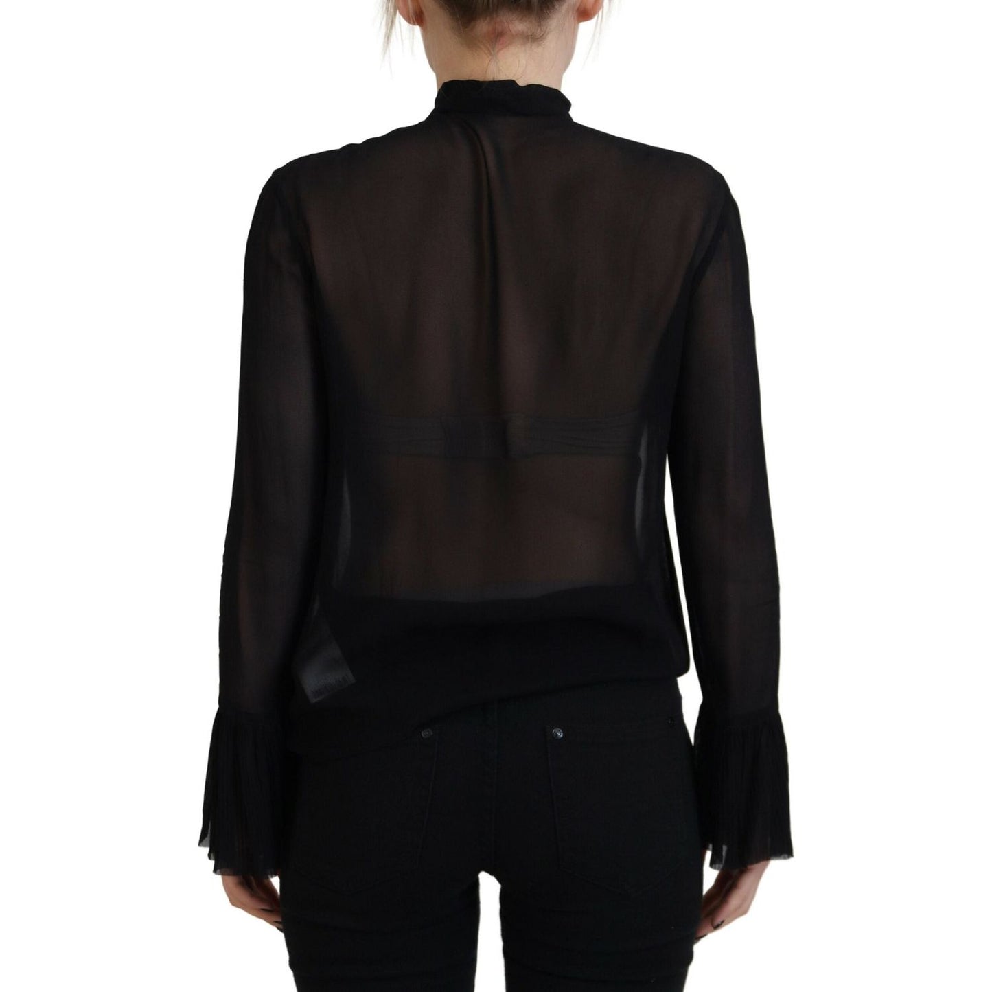 Dsquared² Black Viscose Long Sleeves See Through Blouse Top TSH83385-38