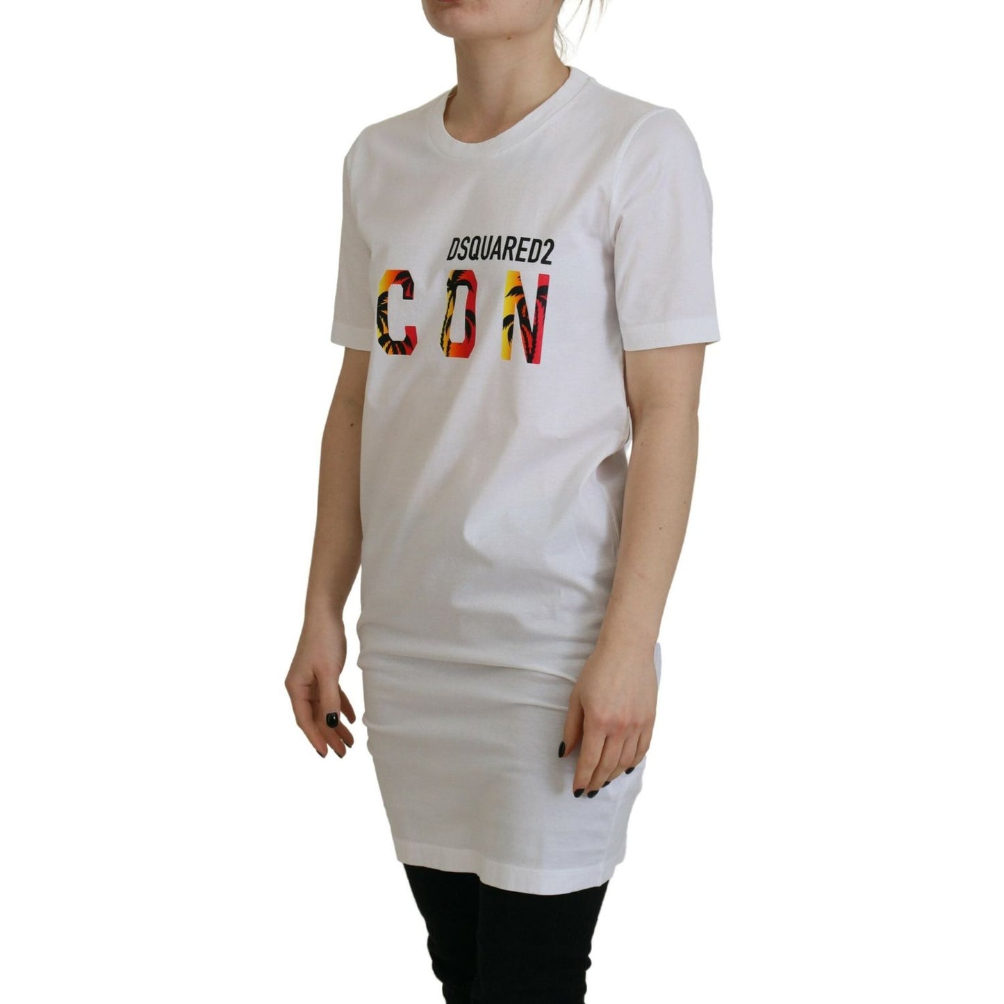 Dsquared² White Cotton Icon Logo Print Crewneck T-shirt TSH83396-38