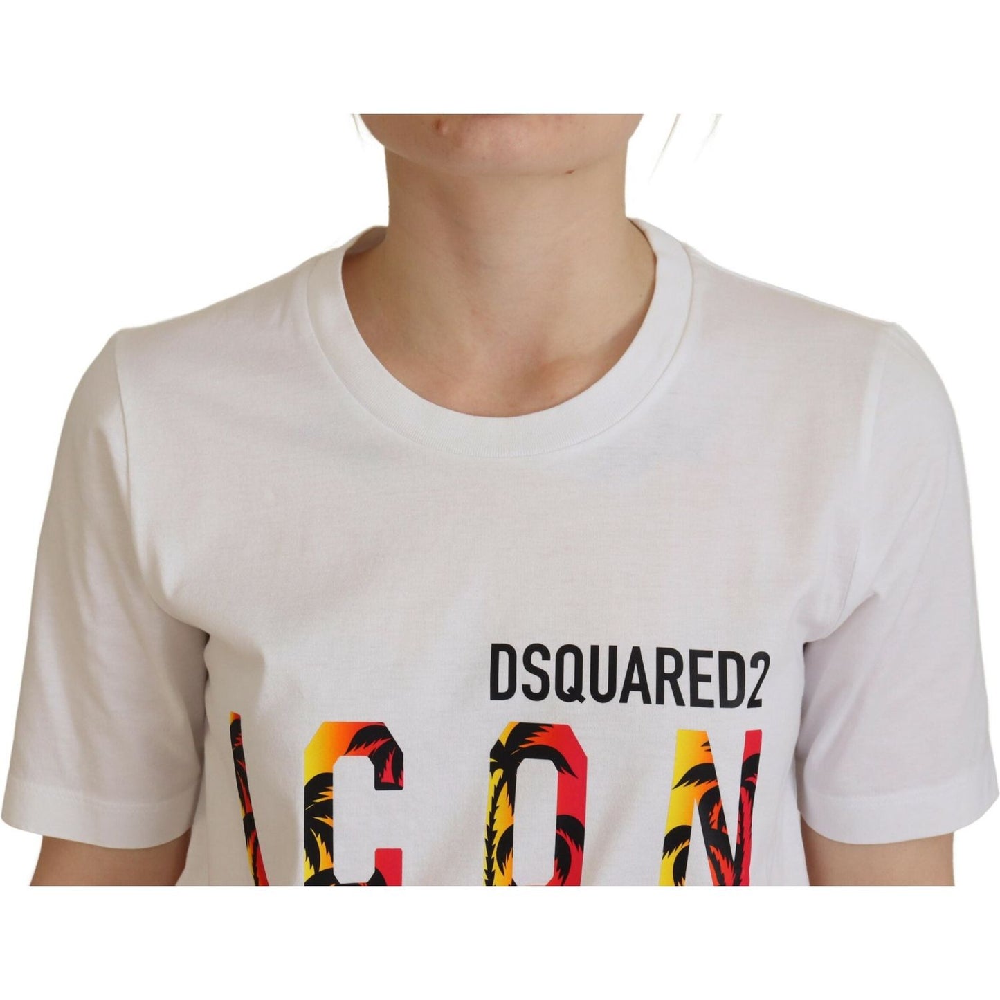 Dsquared² White Cotton Icon Logo Print Crewneck T-shirt TSH83396-38