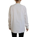 Dsquared² White Cotton Button Down Long Sleeves Crewneck Top TSH83433-38