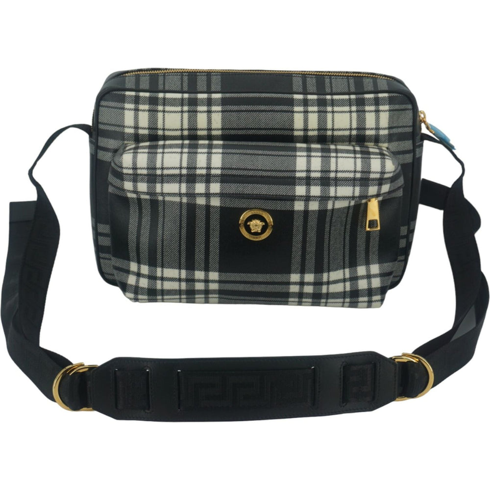 Versace Elegant Grey Leather Crossbody Bag 8054716390919