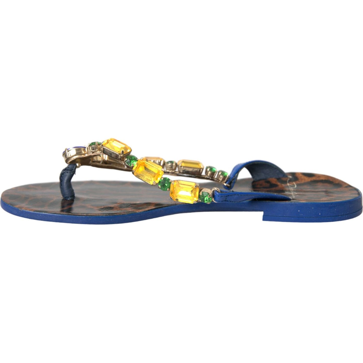 Dolce & Gabbana Blue Crystal Calf Leather Beachwear Shoes LA10944-36