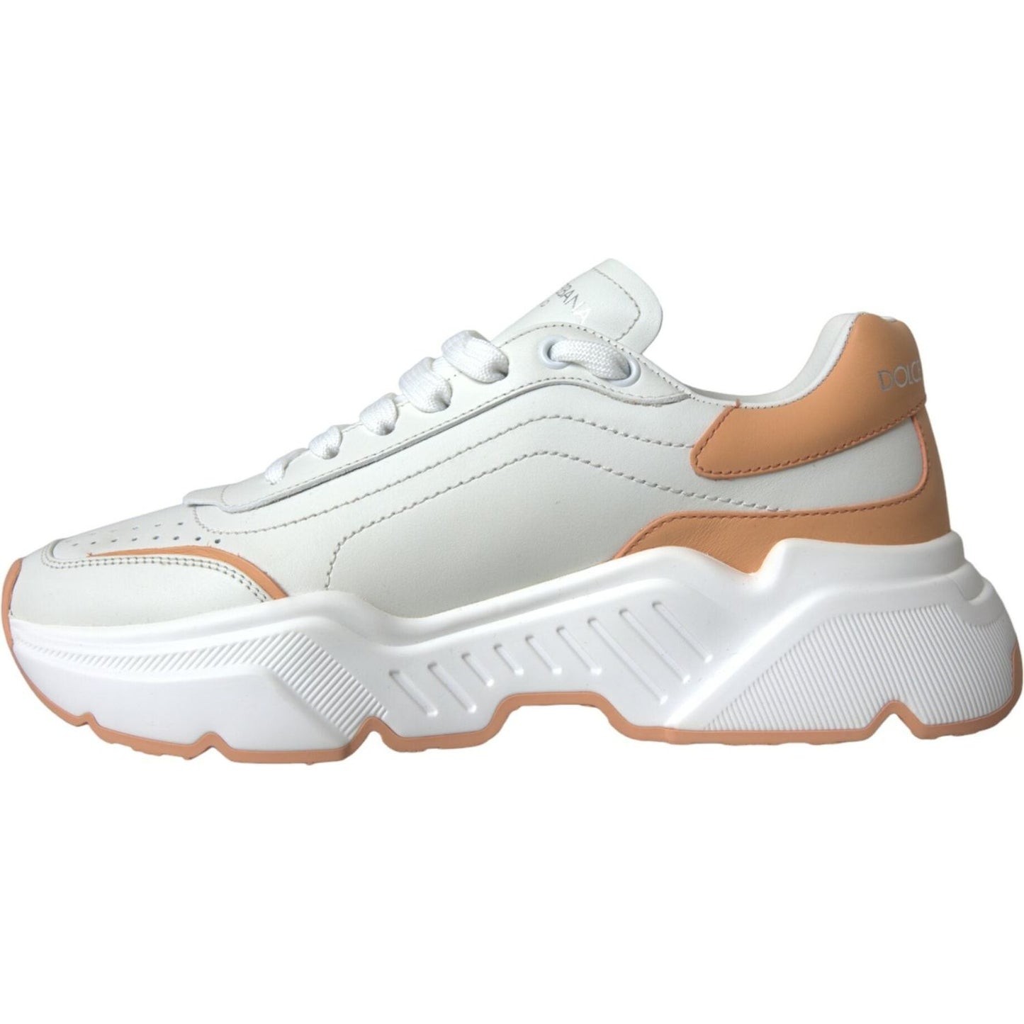 Dolce & Gabbana White Peach DAYMASTER Leather Sneakers Shoes LA10703-39.5