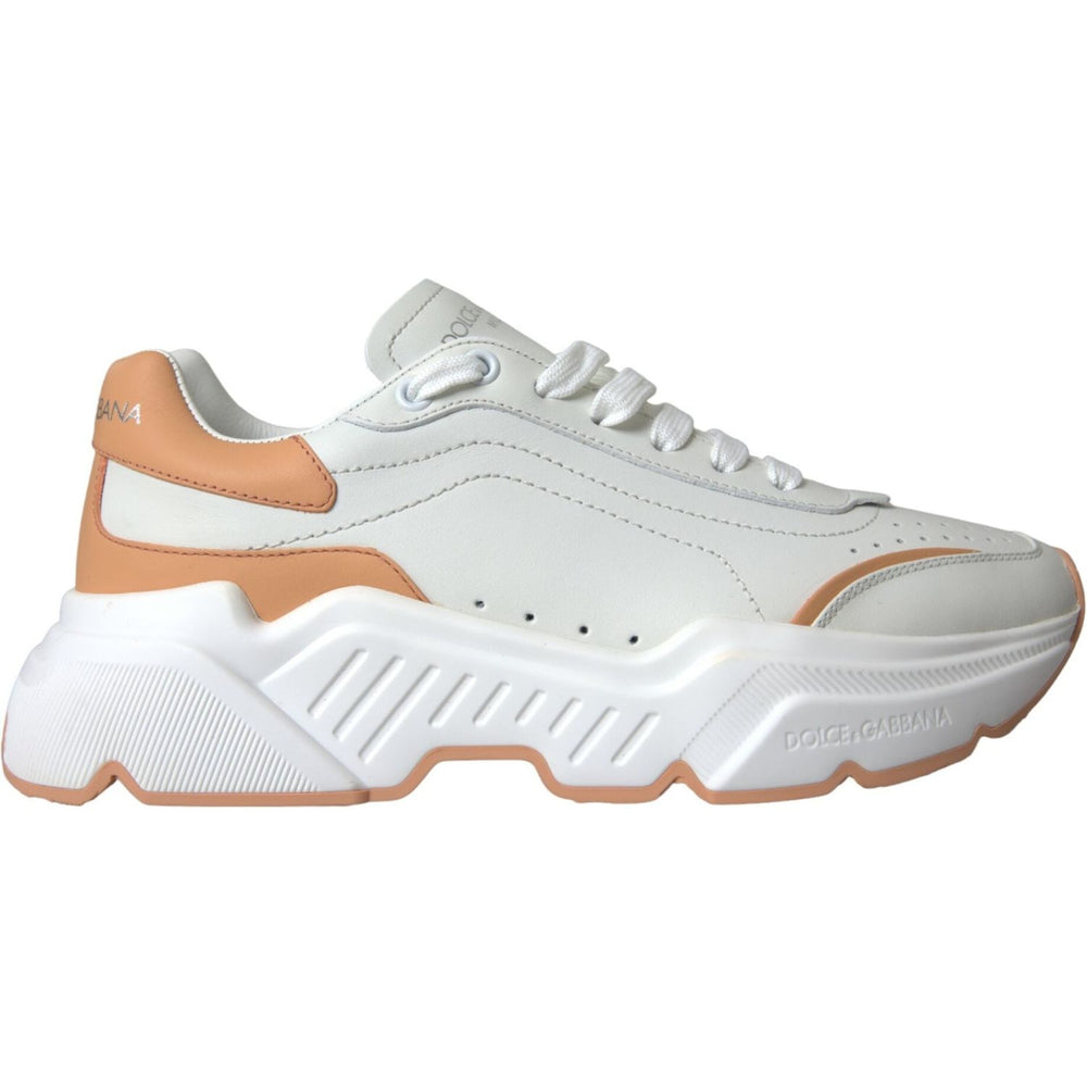 Dolce & Gabbana White Peach DAYMASTER Leather Sneakers Shoes LA10703-39.5