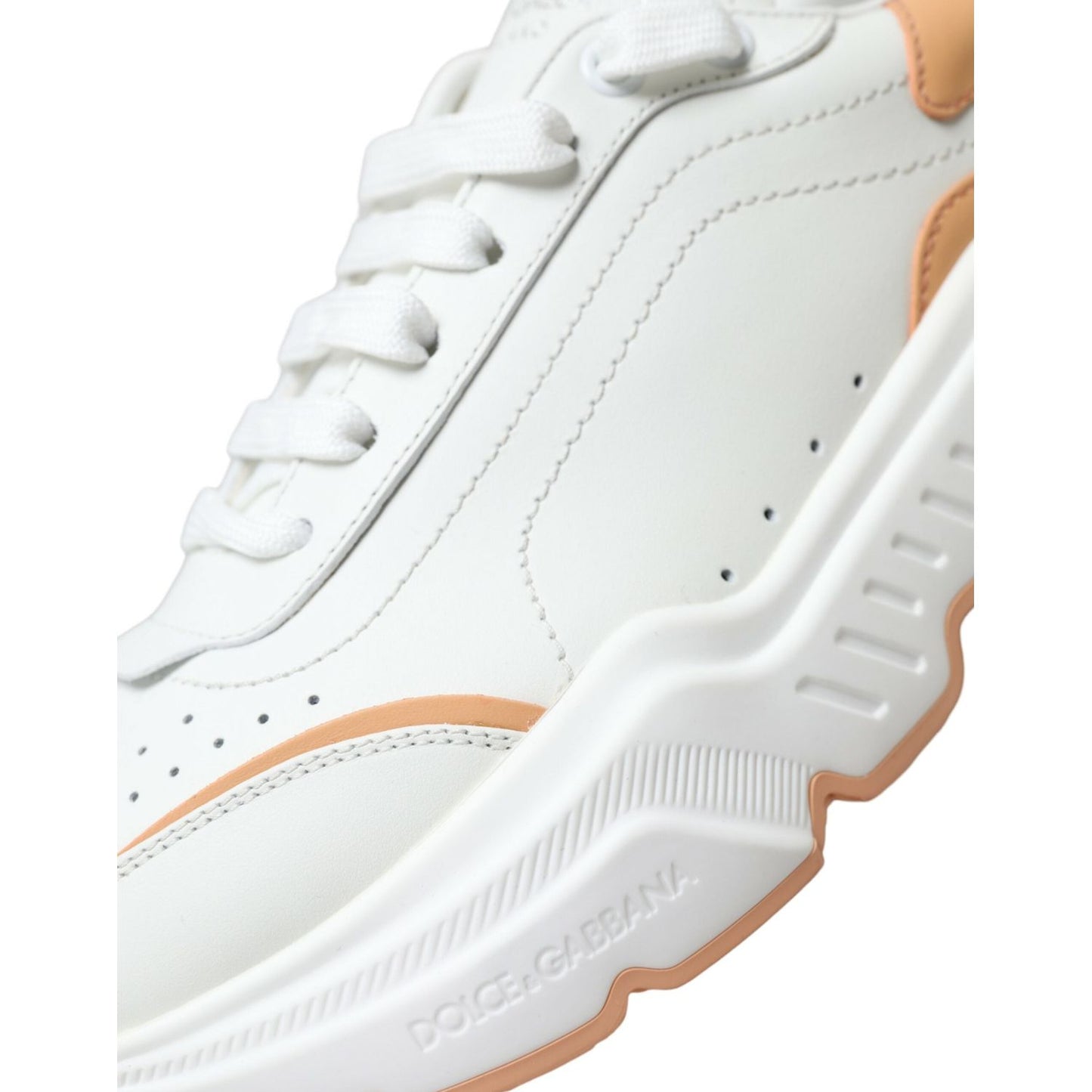 Dolce & Gabbana White Peach DAYMASTER Leather Sneakers Shoes LA10703-39.5