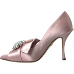 Dolce & Gabbana Pink Satin Crystal High Heels Pumps Shoes LA10746-36