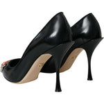 Dolce & Gabbana Black Leather WOW Patch Heels Pumps Shoes LA10860-39