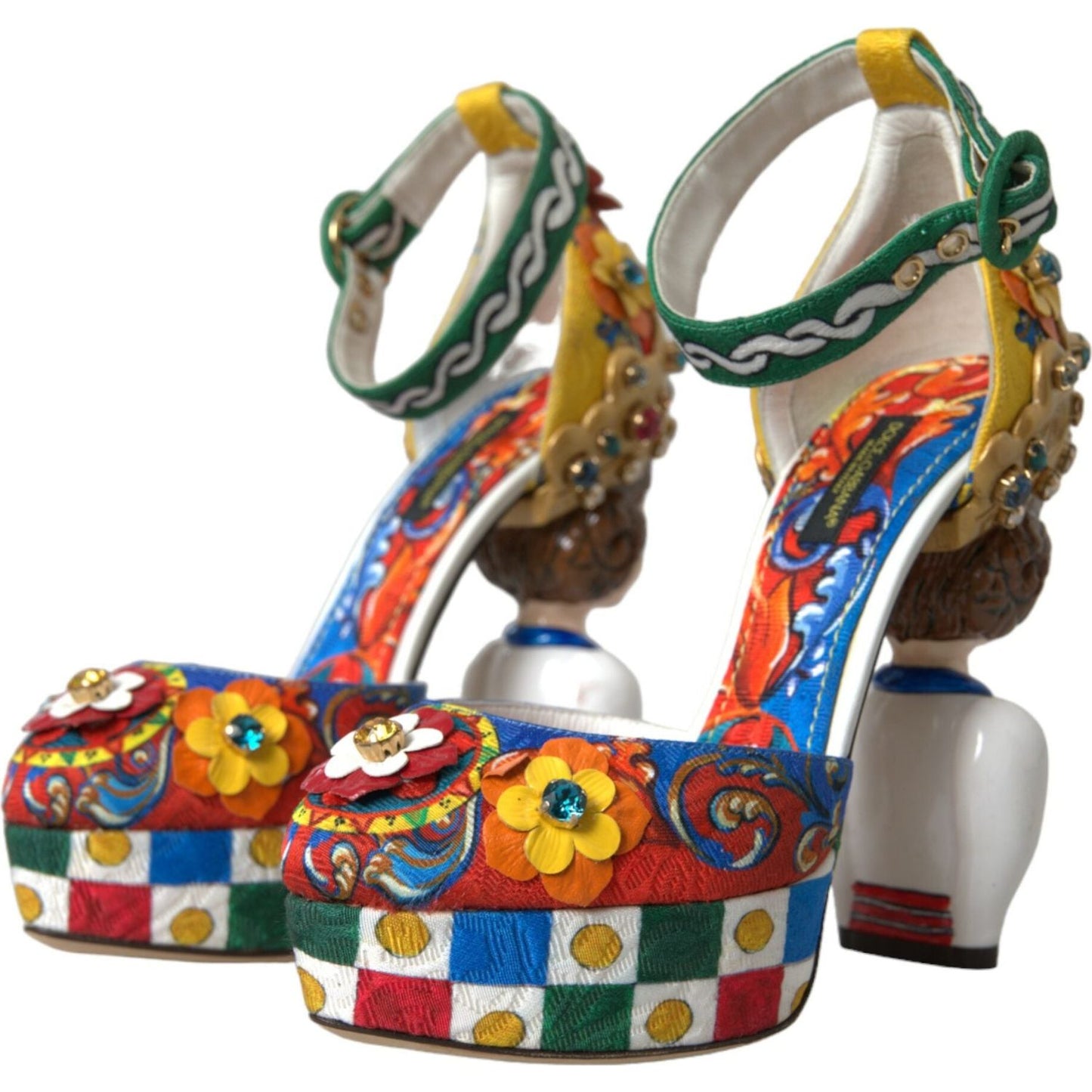 Dolce & Gabbana Multicolor Carretto Embellished Sandals Shoes LA10702-37