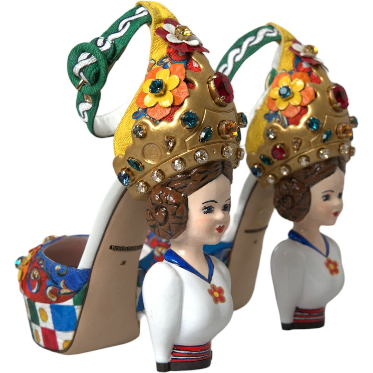 Dolce & Gabbana Multicolor Carretto Embellished Sandals Shoes LA10702-37