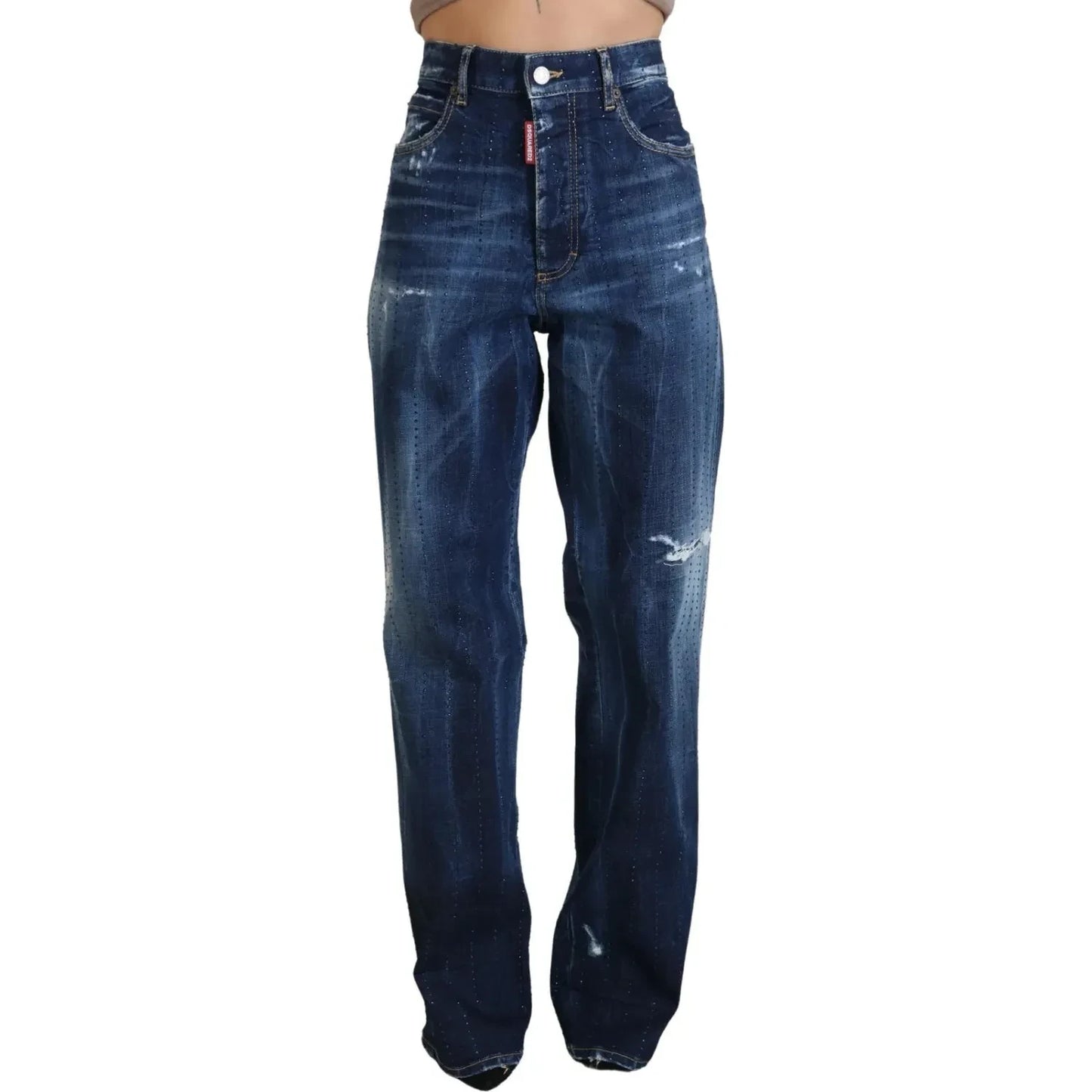 Dsquared² Blue High Waist Straight Denim Jeans San Diego