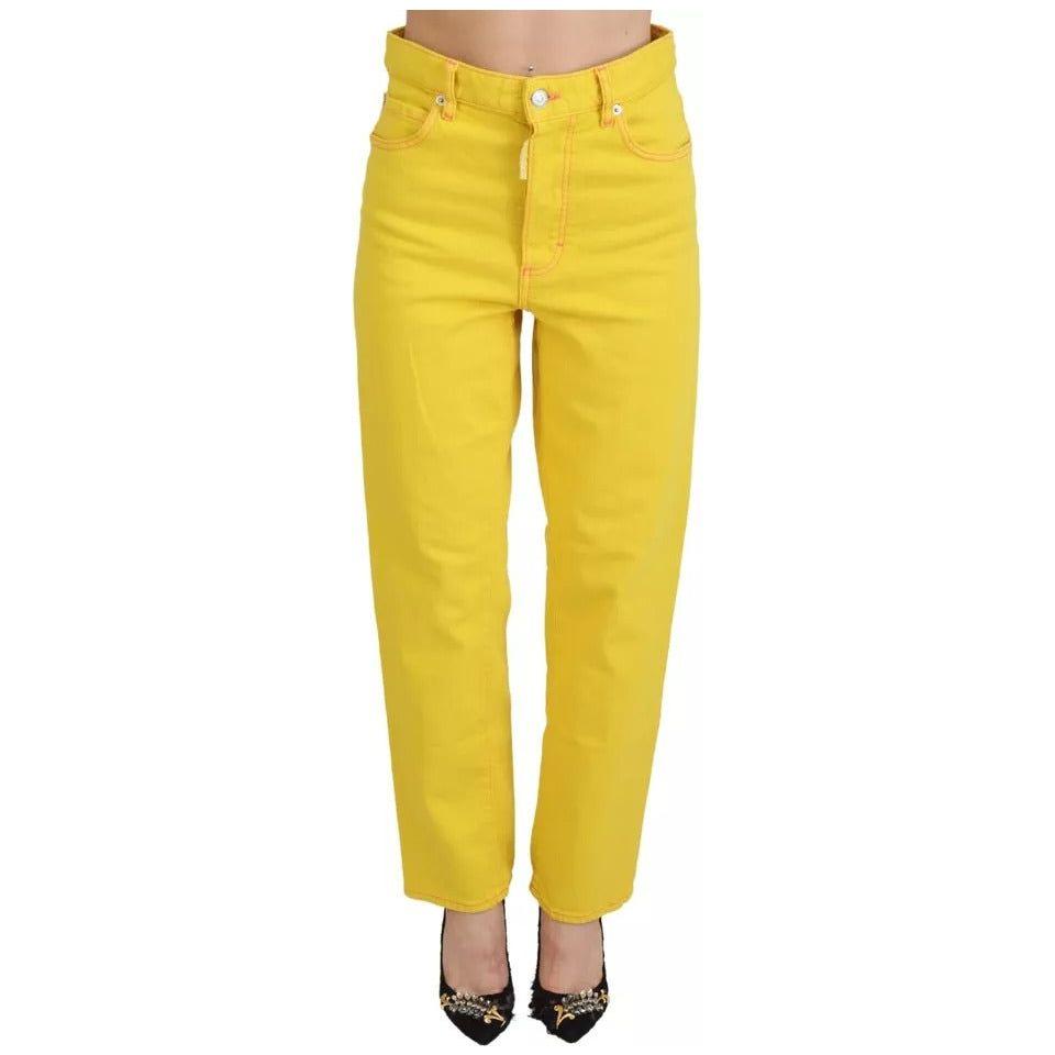 Dsquared² Yellow Cotton High Waist Straight Denim Boston Jeans PAN74506-38