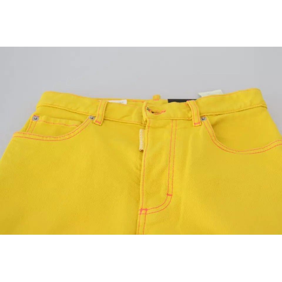 Dsquared² Yellow Cotton High Waist Straight Denim Boston Jeans PAN74506-38