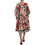Dolce & Gabbana Multicolor Floral CottonAline Pleated Dress DR281171-46