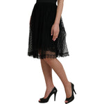 Dolce & Gabbana Black Nylon Lace Trim High Waist A-line Skirt SKI1985-46
