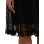 Dolce & Gabbana Black Nylon Lace Trim High Waist A-line Skirt SKI1985-46