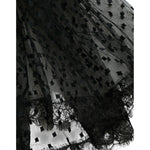 Dolce & Gabbana Black Nylon Lace Trim High Waist A-line Skirt SKI1985-46