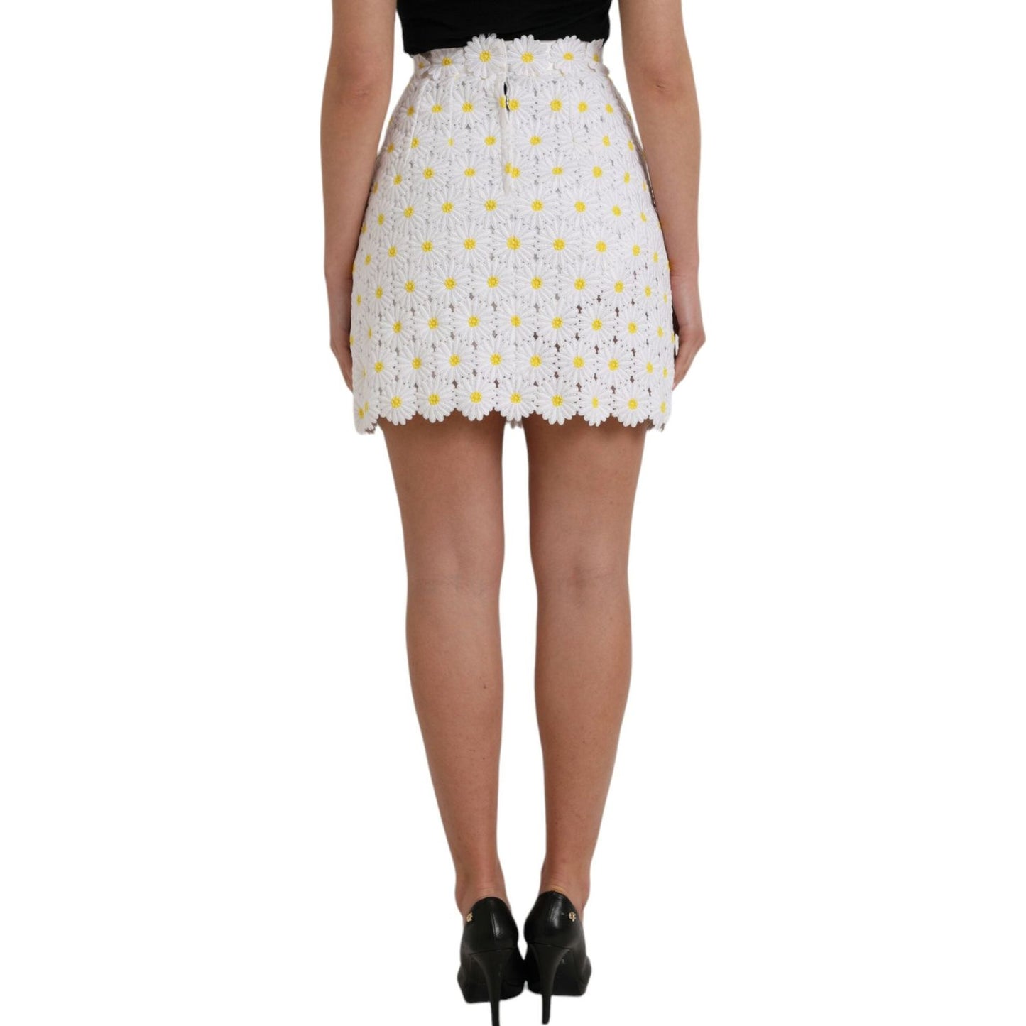 Dolce & Gabbana White Floral A-line Mini Skirt SKI1998-38