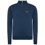 La Martina Blue Wool Men Sweater with Half Zip Closure LA-13107-XXL