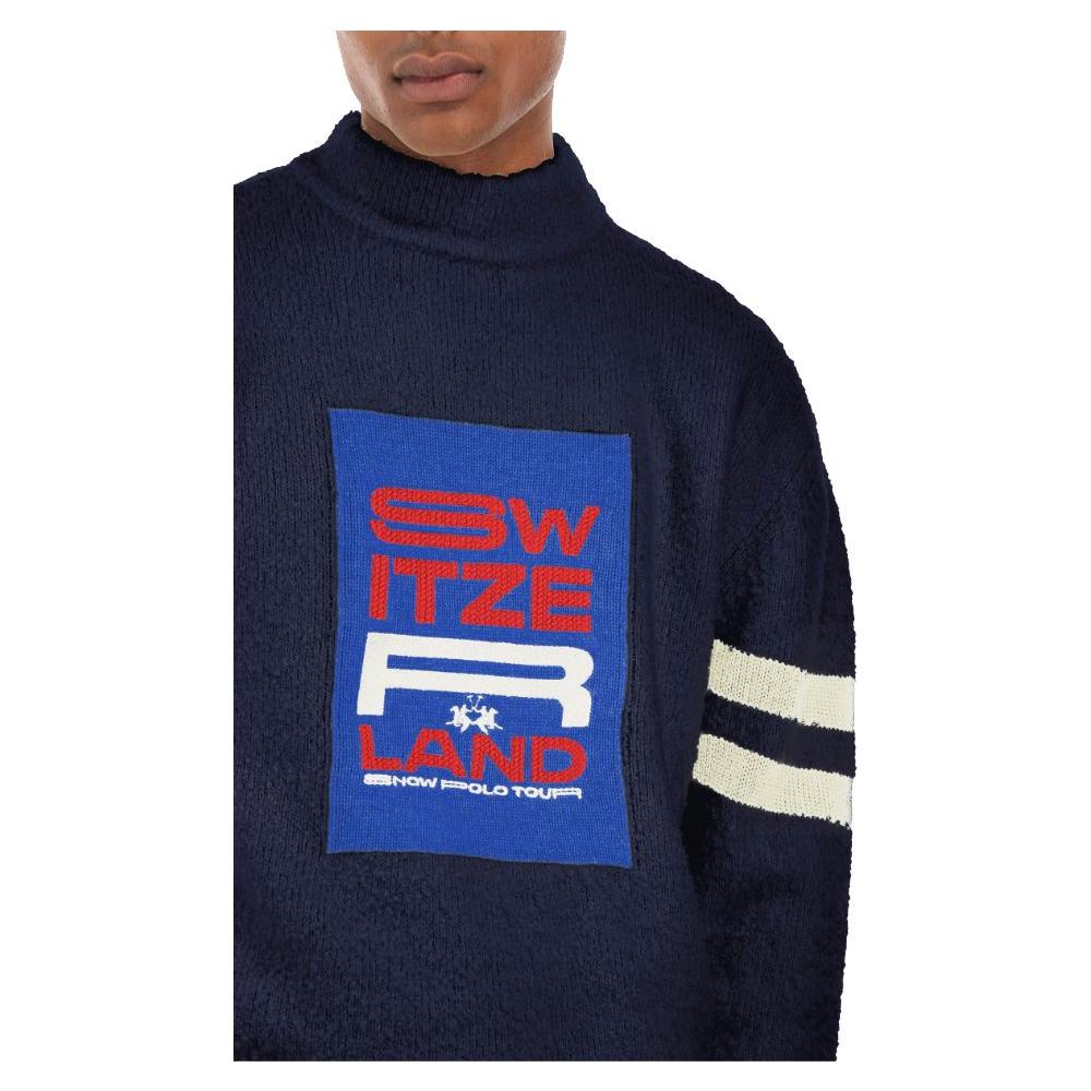 La Martina Blue Polyamide Sweater LA-13104-M