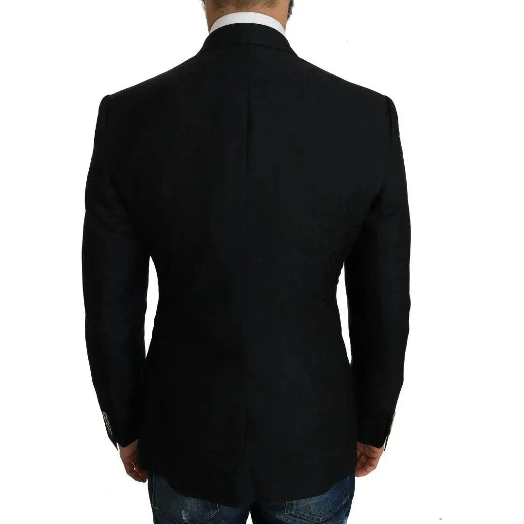 Dolce & Gabbana Blue Jacquard Slim Floral Jacket Blazer JKT1286