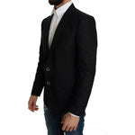 Dolce & Gabbana Blue Jacquard Slim Floral Jacket Blazer JKT1286