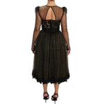 Dolce & Gabbana Black Gold Crystal Heart A-line Dress DR1583-38