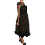 Dolce & Gabbana Black Gold Crystal Heart A-line Dress DR1583-38