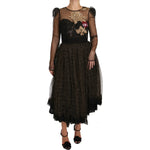 Dolce & Gabbana Black Gold Crystal Heart A-line Dress DR1583-38