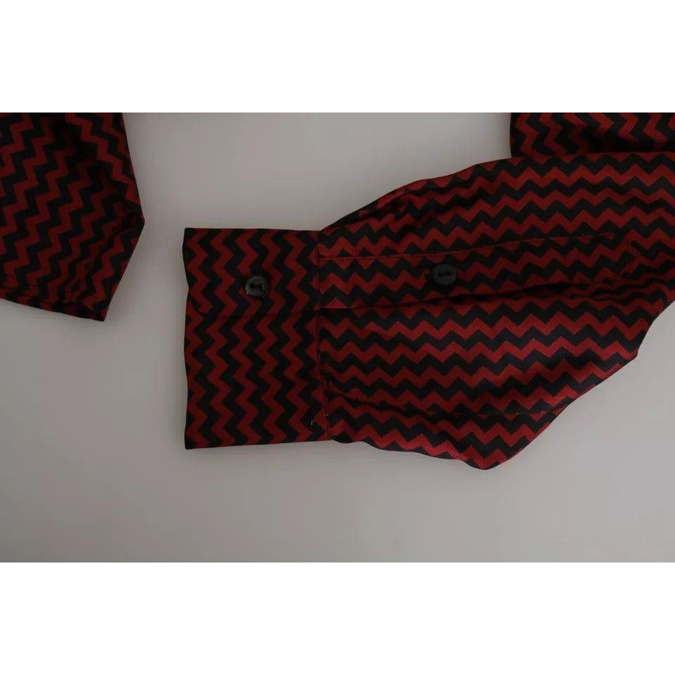 Dolce & Gabbana Black Red Zigzag Pattern Casual Shirt TSH4479-41