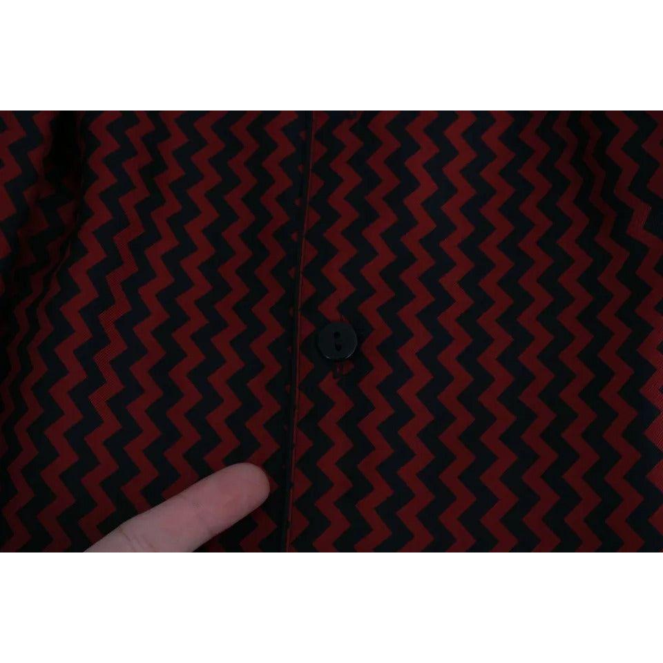 Dolce & Gabbana Black Red Zigzag Pattern Casual Shirt TSH4479-41