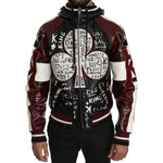 Dolce & Gabbana Black Bordeaux Hooded Leather DG King of Love Jacket JKT2283-50