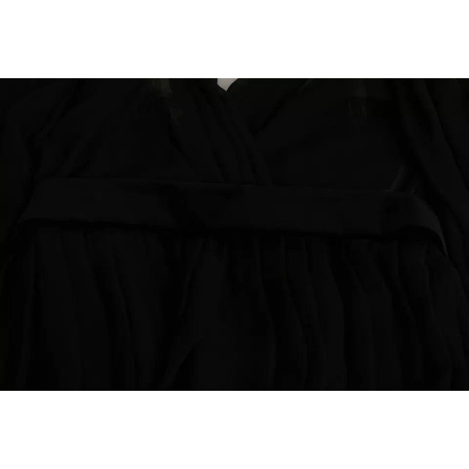 Dolce & Gabbana Black Mesh Pleated Mini Silk Blend Dress DR2644-42