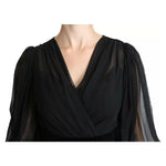 Dolce & Gabbana Black Mesh Pleated Mini Silk Blend Dress DR2644-42