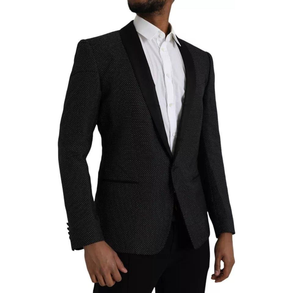 Dolce & Gabbana Black Jacquard MARTINI Single Breasted Coat Blazer JKT4030-50