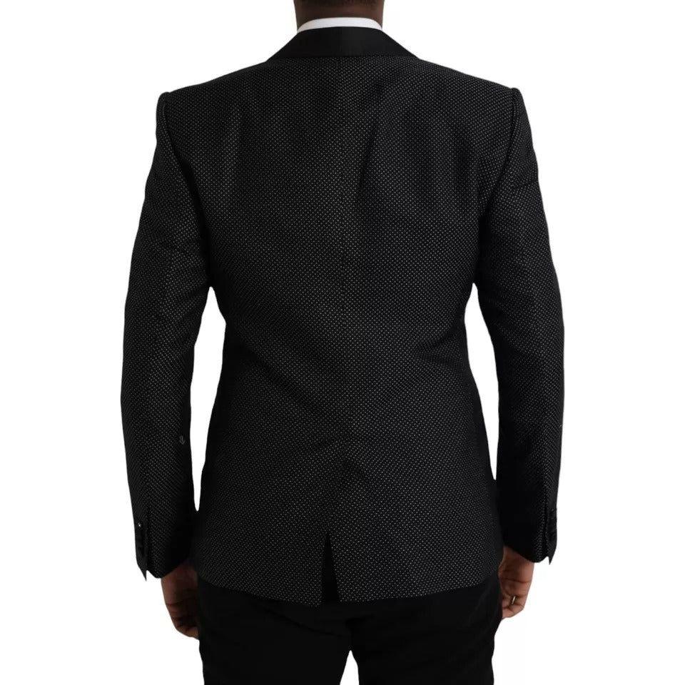 Dolce & Gabbana Black Jacquard MARTINI Single Breasted Coat Blazer JKT4030-50