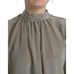 Dolce & Gabbana Gray Mock Neck Long Sleeves Top Blouse TSH83759