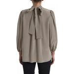 Dolce & Gabbana Gray Mock Neck Long Sleeves Top Blouse TSH83759