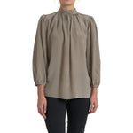 Dolce & Gabbana Gray Mock Neck Long Sleeves Top Blouse TSH83759