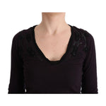 Costume National Purple V-neck Cotton T-shirt TUI10015-1