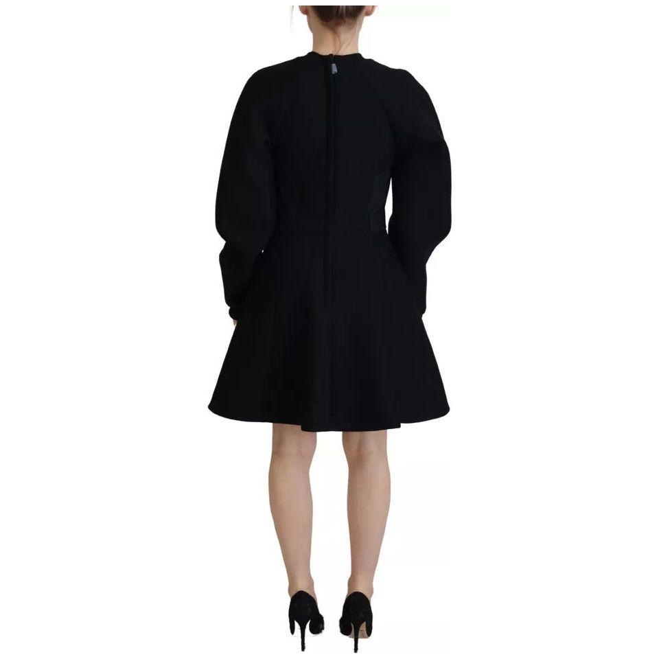 Dolce & Gabbana Cotton Black Long Sleeves A-line Mini Dress DR28816-40