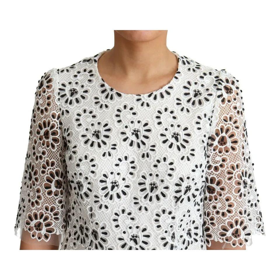 Dolce & Gabbana White Cutout Design Polyester A-line Midi Dress DR28009-42