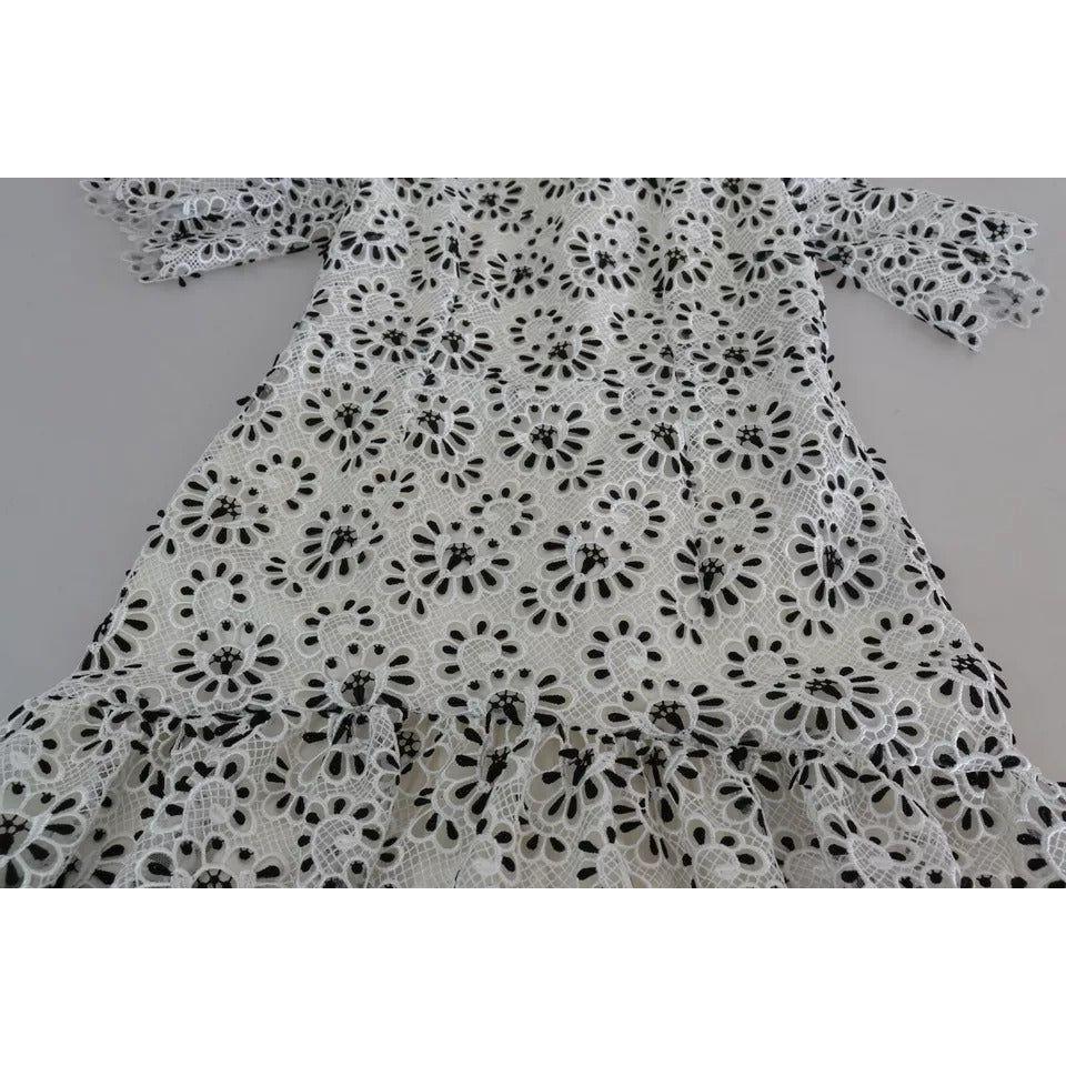 Dolce & Gabbana White Cutout Design Polyester A-line Midi Dress DR28009-42