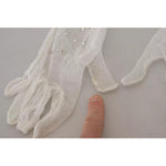 Dolce & Gabbana White Crystal Elbow Length Cotton Tulle Gloves LB3094-7.5