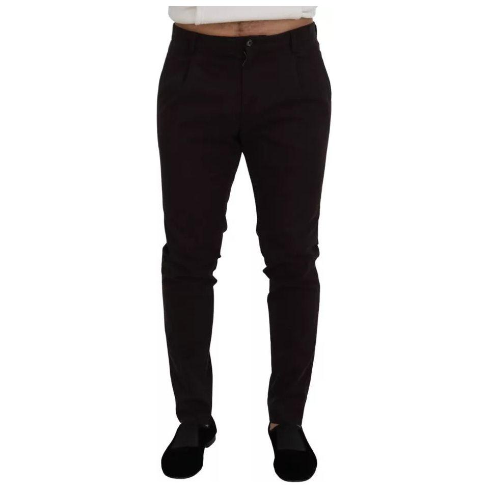 Dolce & Gabbana Brown Skinny Men Cotton Stretch Pants PAN73370-50