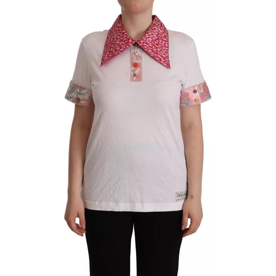 Dolce & Gabbana White Sartoria T-shirt Button Wide Collar Top TSH7633-38