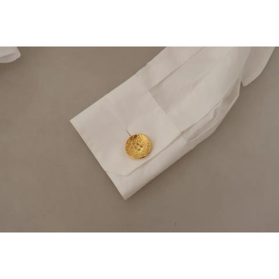 Dolce & Gabbana White Cotton Collared Long Sleeves Formal Shirt Top TSH7625-40