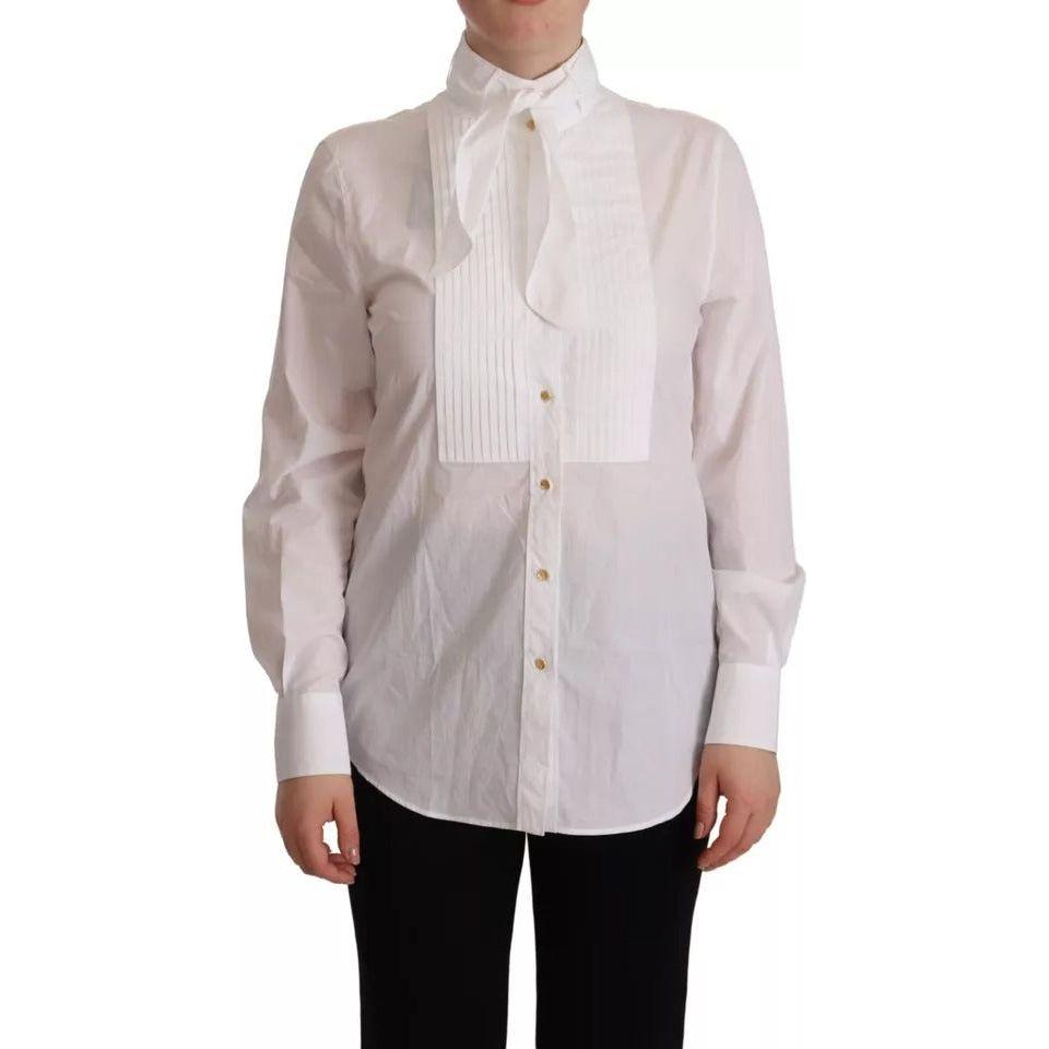 Dolce & Gabbana White Cotton Collared Long Sleeves Formal Shirt Top TSH7625-40