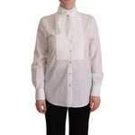 Dolce & Gabbana White Cotton Collared Long Sleeves Formal Shirt Top TSH7625-40